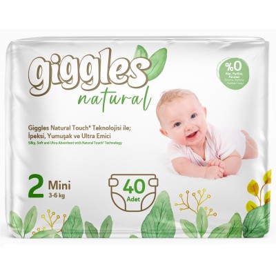 Giggles Natural Bebek Bezi Mini No:2 (1 Paket 40 Adet)