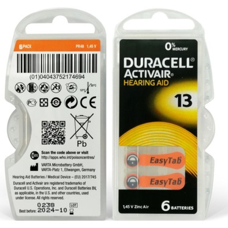Duracell Activair 13 İşitme Cihazı Pili 60 Adet Duracell Activair 13 İşitme Cihazı Pili 60 Adet