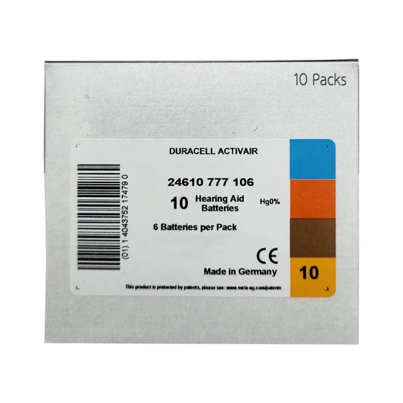 Duracell Activair 10 İşitme Cihazı Pili 60 Adet Duracell Activair 10 İşitme Cihazı Pili 60 Adet