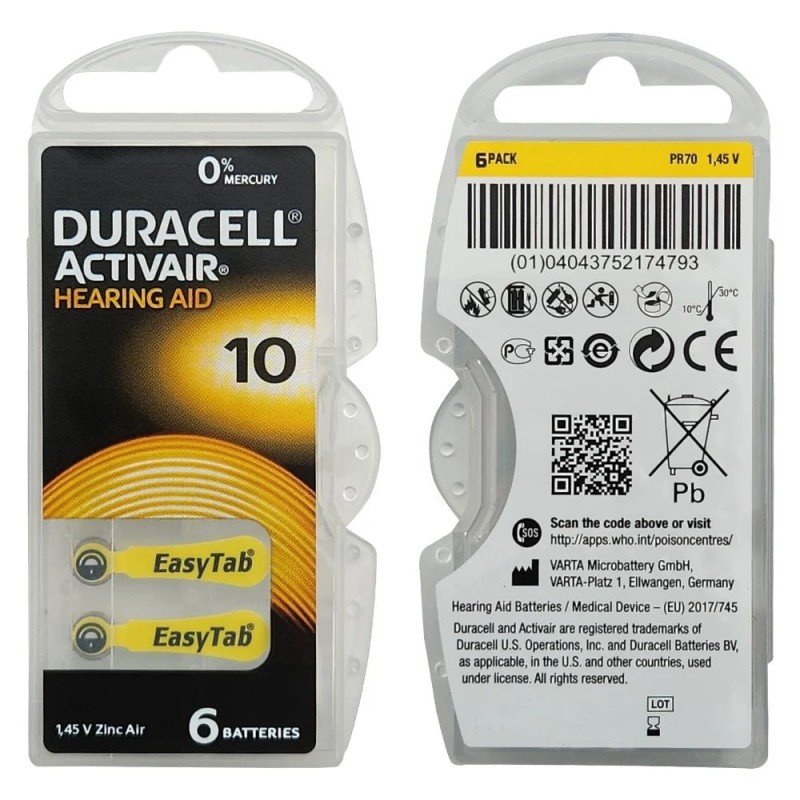 Duracell Activair 10 İşitme Cihazı Pili 60 Adet Duracell Activair 10 İşitme Cihazı Pili 60 Adet