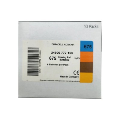 Duracell Activair 675 İşitme Cihazı Pili Mavi 60 Adet