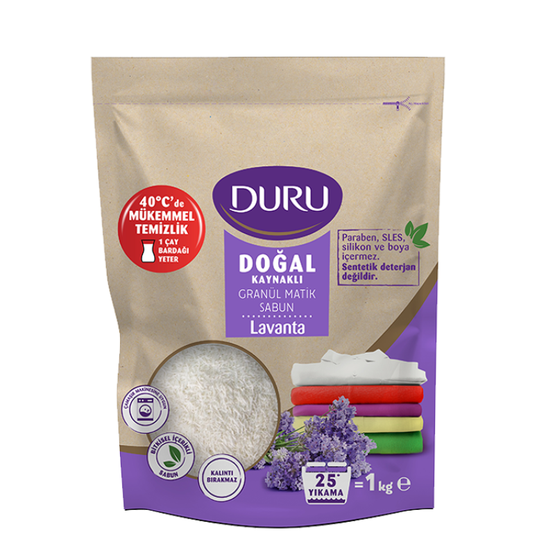 Duru Granül Matik Sabun Lavanta 1 Kg Doğal Lavanta Kokulu Çamaşır Temizliği